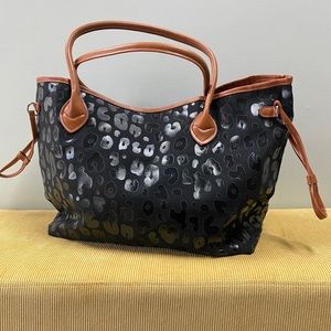 Oversized Carryall Bag - Black Leopard Animal Print